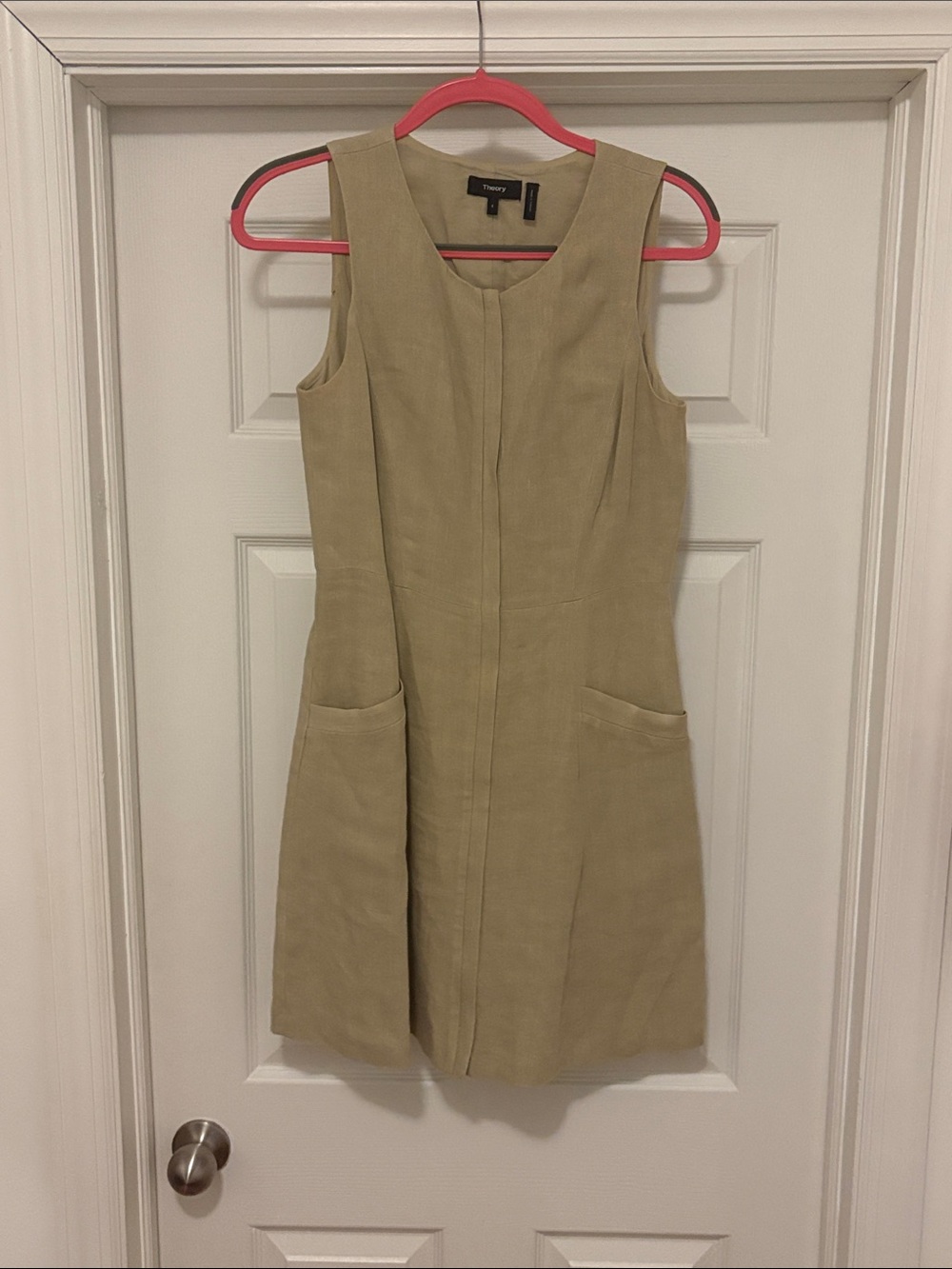 Theory Zip-Front Tan Dress